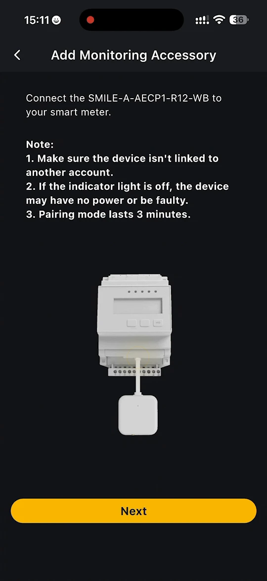Add Monitoring Accessory page with the notes for the SMILE-A-AECP1-R12-WB