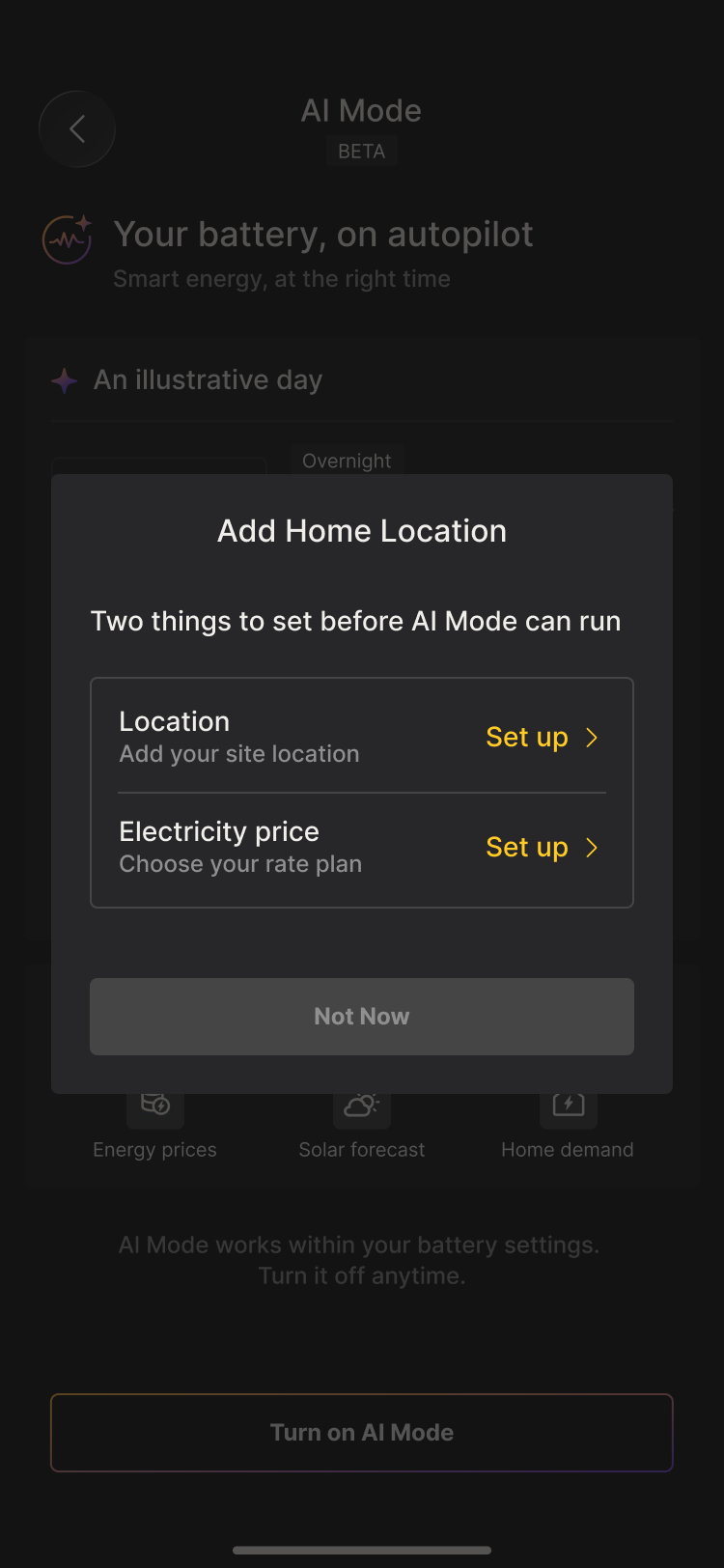 Add home location: two things to set before AI Mode can run