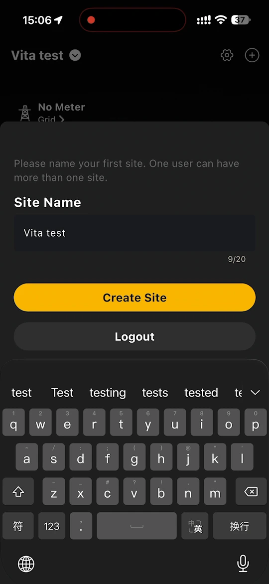 Create Site prompt asking you to name your first site
