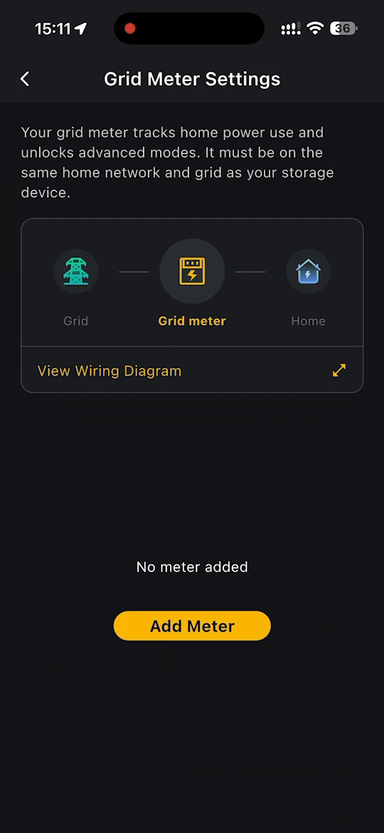 Wiring diagram of the grid meter fitted to the household electricity meter