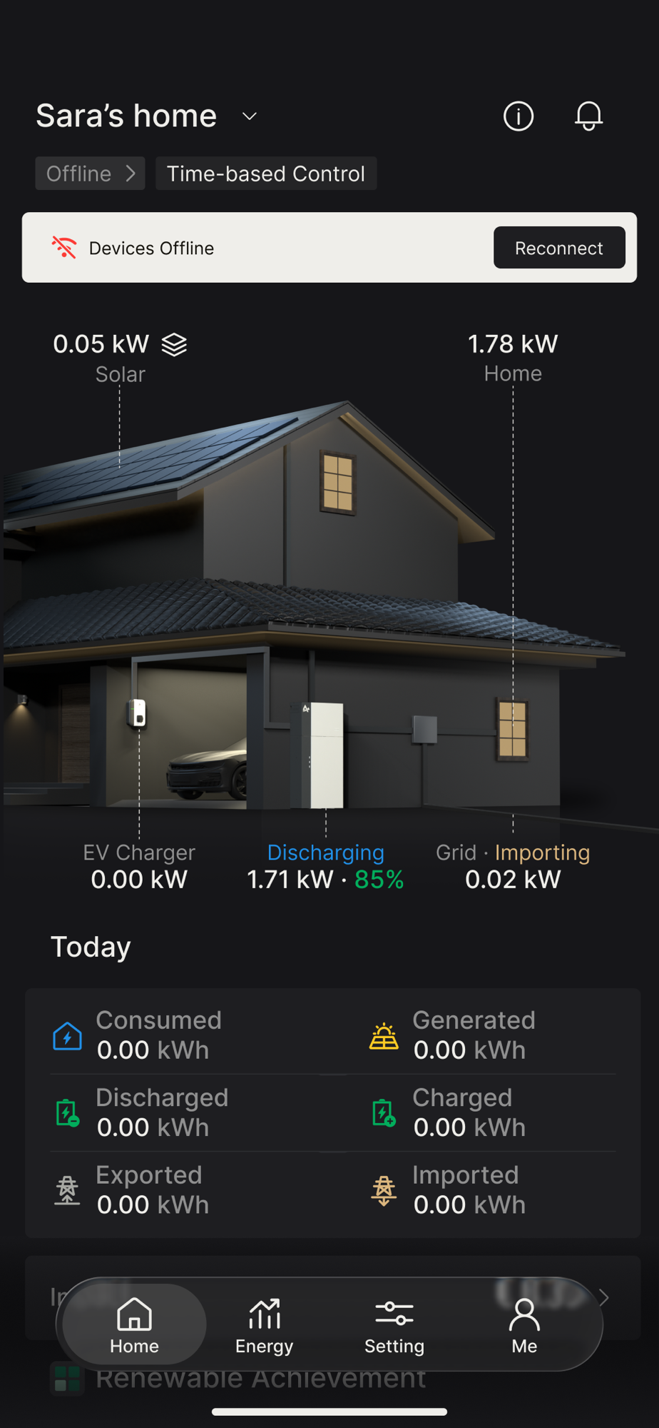 Home page showing devices offline